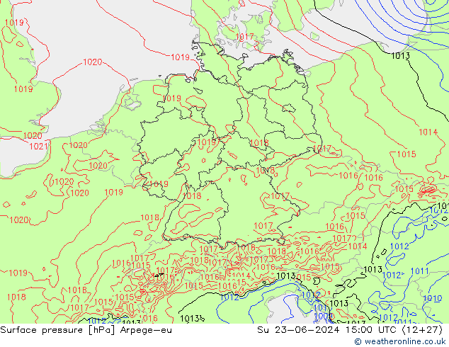 Presión superficial Arpege-eu dom 23.06.2024 15 UTC