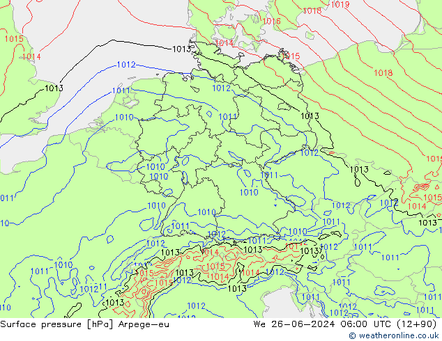 Surface pressure Arpege-eu We 26.06.2024 06 UTC