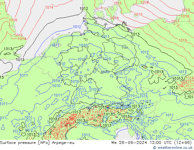 приземное давление Arpege-eu ср 26.06.2024 12 UTC