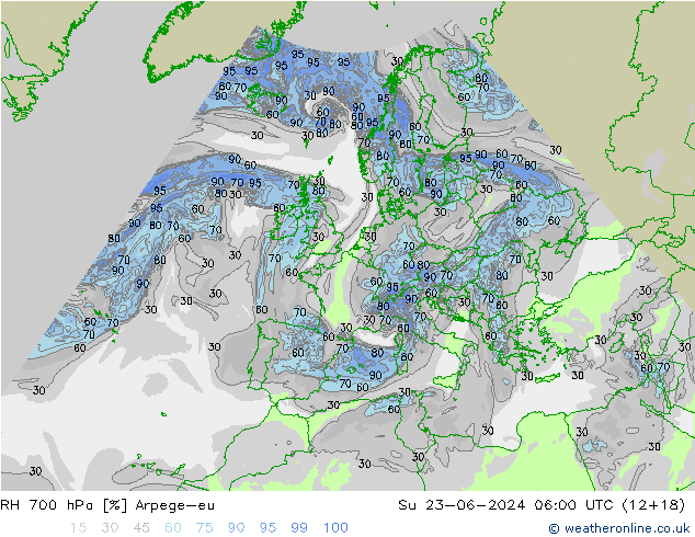 700 hPa Nispi Nem Arpege-eu Paz 23.06.2024 06 UTC