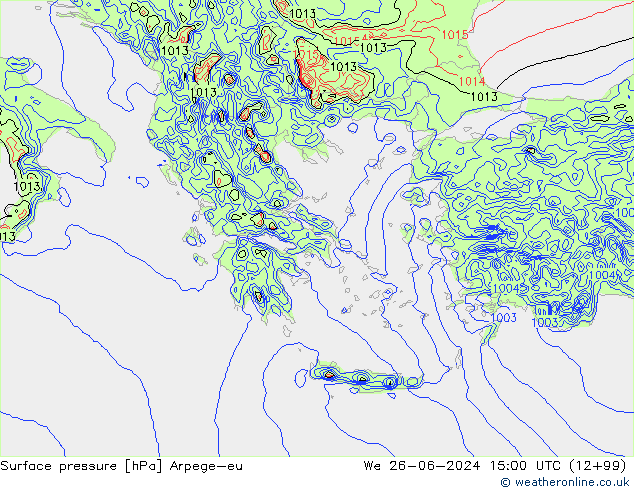 Surface pressure Arpege-eu We 26.06.2024 15 UTC