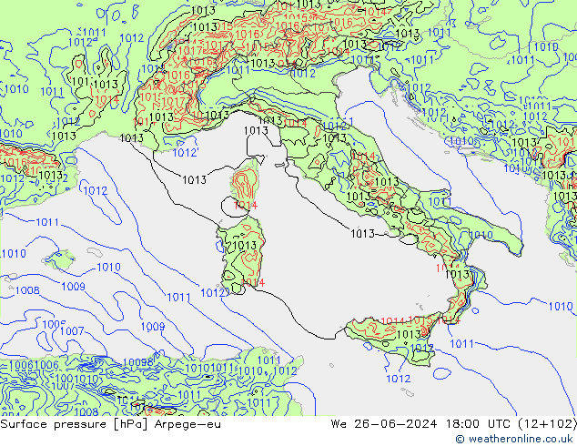 Luchtdruk (Grond) Arpege-eu wo 26.06.2024 18 UTC