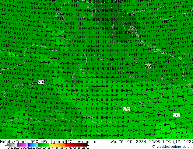 Height/Temp. 500 hPa Arpege-eu We 26.06.2024 18 UTC