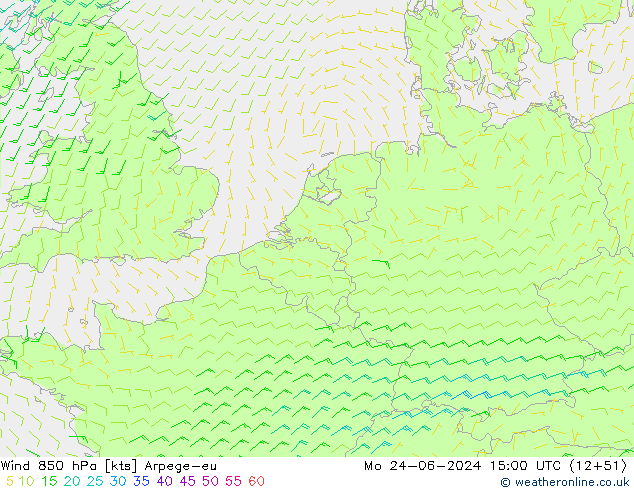 Wind 850 hPa Arpege-eu Mo 24.06.2024 15 UTC