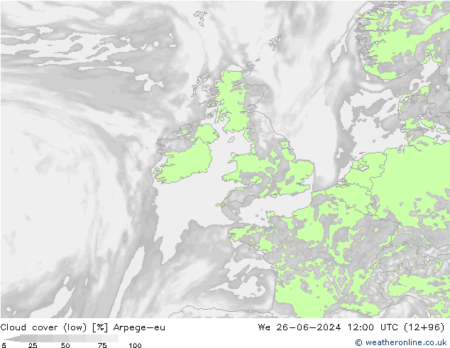 Bulutlar (düşük) Arpege-eu Çar 26.06.2024 12 UTC