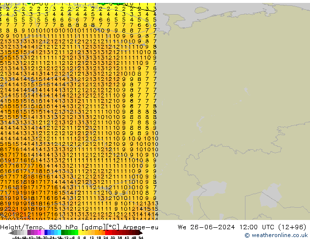 Yükseklik/Sıc. 850 hPa Arpege-eu Çar 26.06.2024 12 UTC