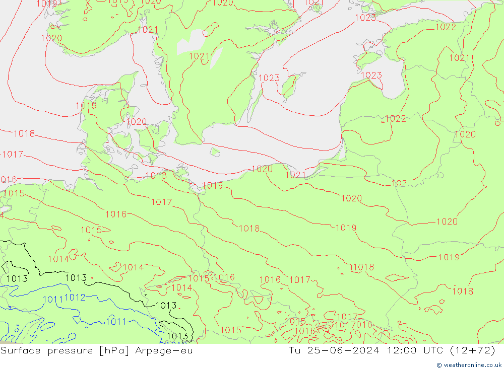 приземное давление Arpege-eu вт 25.06.2024 12 UTC