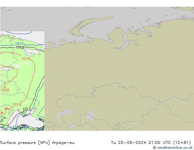 Surface pressure Arpege-eu Tu 25.06.2024 21 UTC