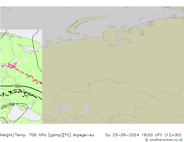 Height/Temp. 700 hPa Arpege-eu Su 23.06.2024 18 UTC