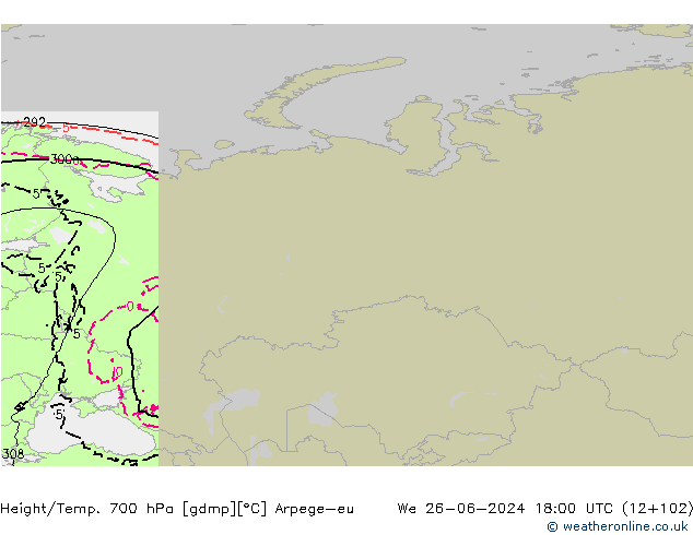 Height/Temp. 700 hPa Arpege-eu We 26.06.2024 18 UTC