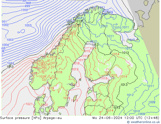 Bodendruck Arpege-eu Mo 24.06.2024 12 UTC