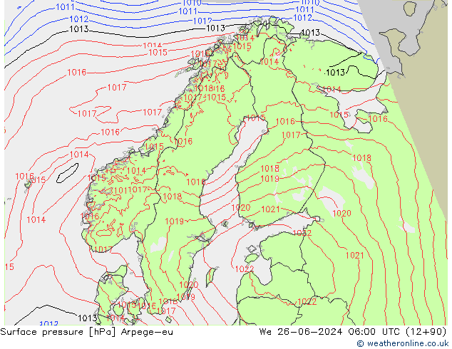 Surface pressure Arpege-eu We 26.06.2024 06 UTC