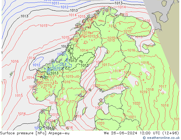 pression de l'air Arpege-eu mer 26.06.2024 12 UTC