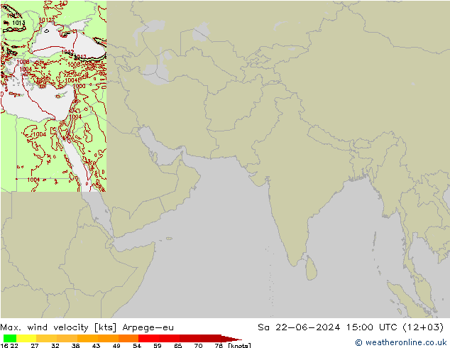 Max. wind velocity Arpege-eu sáb 22.06.2024 15 UTC