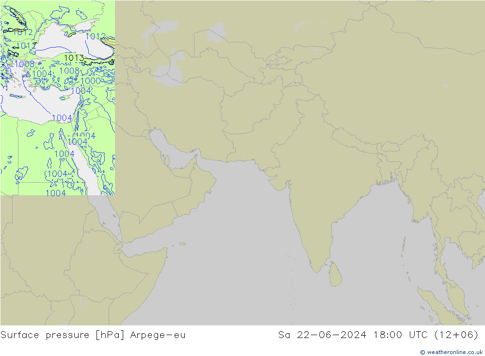 Presión superficial Arpege-eu sáb 22.06.2024 18 UTC