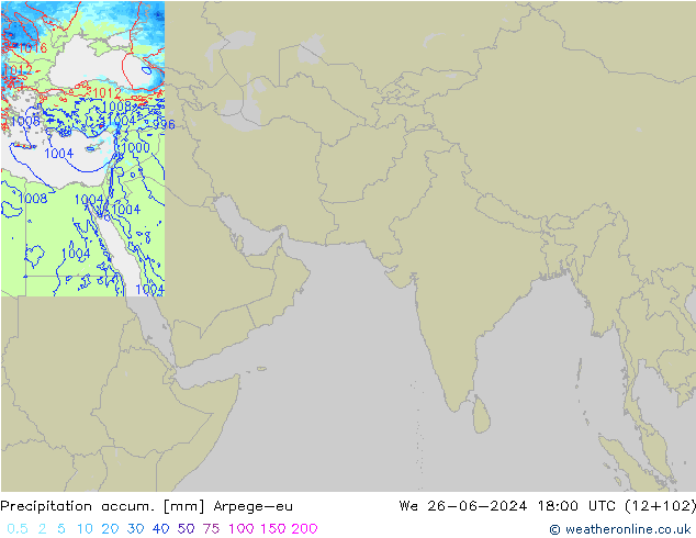 Precipitation accum. Arpege-eu 星期三 26.06.2024 18 UTC