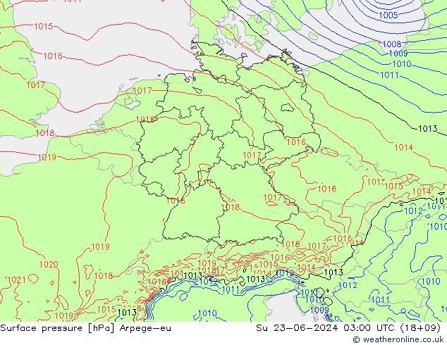 pressão do solo Arpege-eu Dom 23.06.2024 03 UTC