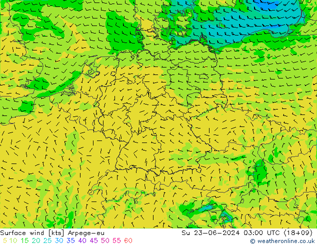 ветер 10 m Arpege-eu Вс 23.06.2024 03 UTC