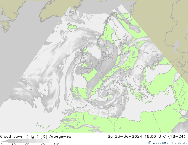 Nuages (élevé) Arpege-eu dim 23.06.2024 18 UTC