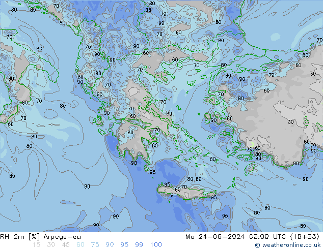 RH 2m Arpege-eu Mo 24.06.2024 03 UTC