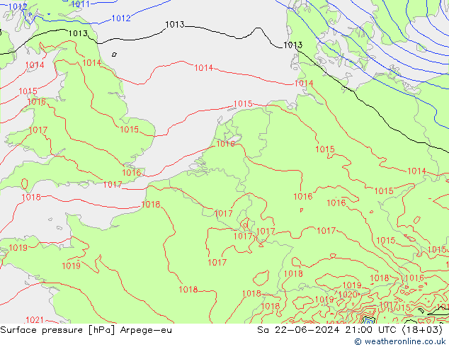 Luchtdruk (Grond) Arpege-eu za 22.06.2024 21 UTC