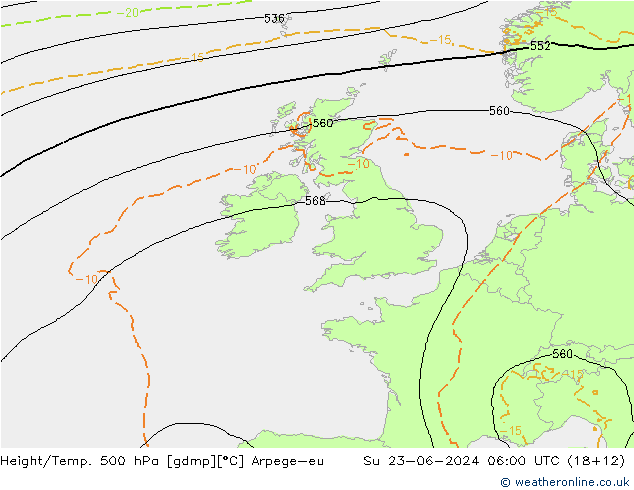 Géop./Temp. 500 hPa Arpege-eu dim 23.06.2024 06 UTC