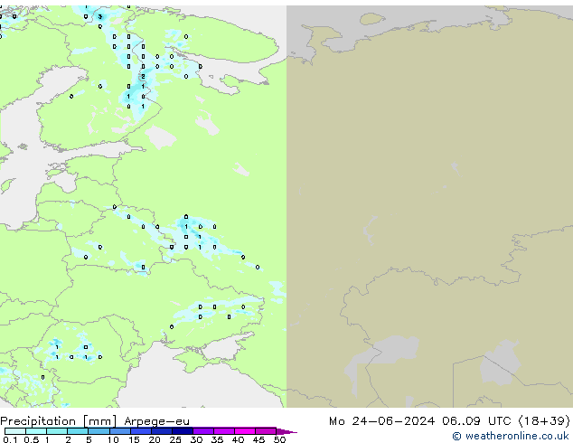 precipitação Arpege-eu Seg 24.06.2024 09 UTC