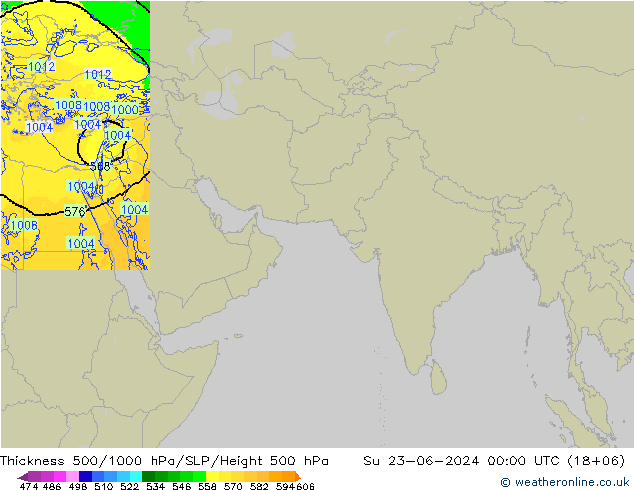 Thck 500-1000hPa Arpege-eu Su 23.06.2024 00 UTC