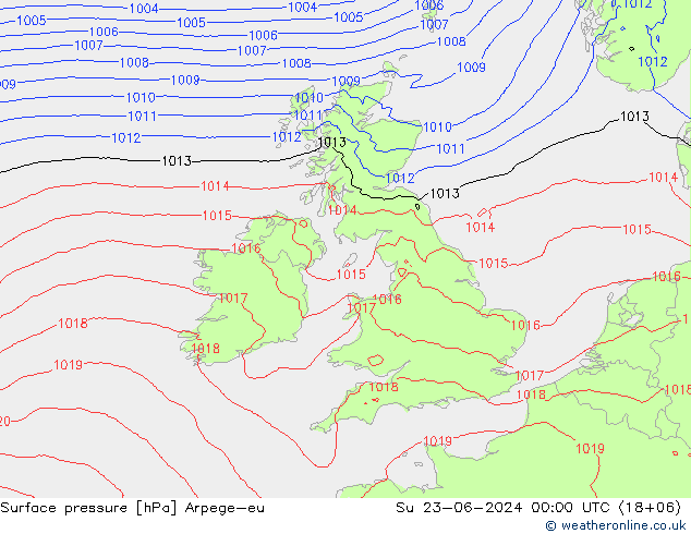 Surface pressure Arpege-eu Su 23.06.2024 00 UTC