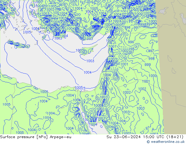 Atmosférický tlak Arpege-eu Ne 23.06.2024 15 UTC