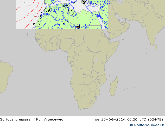 приземное давление Arpege-eu ср 26.06.2024 06 UTC