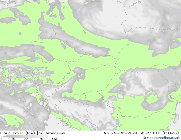 Nuages (bas) Arpege-eu lun 24.06.2024 06 UTC