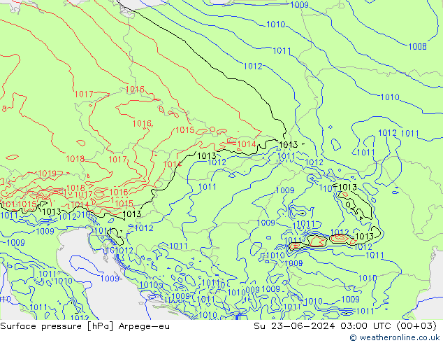 Surface pressure Arpege-eu Su 23.06.2024 03 UTC