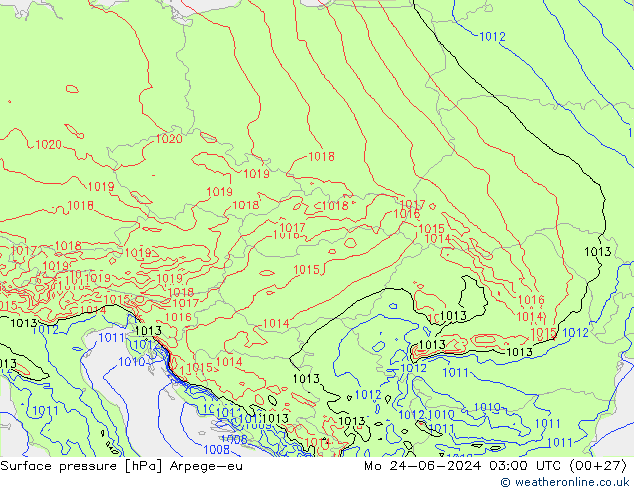 pressão do solo Arpege-eu Seg 24.06.2024 03 UTC