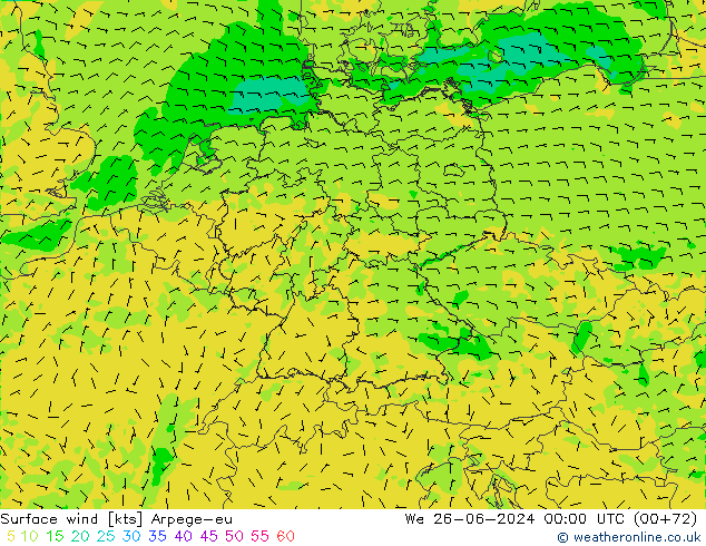 Surface wind Arpege-eu We 26.06.2024 00 UTC