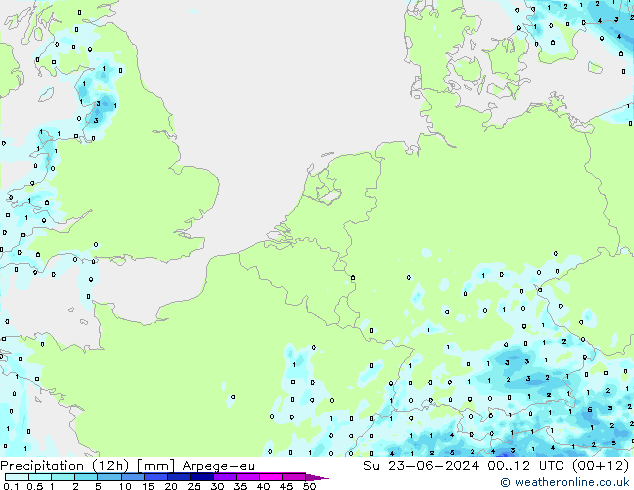 降水量 (12h) Arpege-eu 星期日 23.06.2024 12 UTC