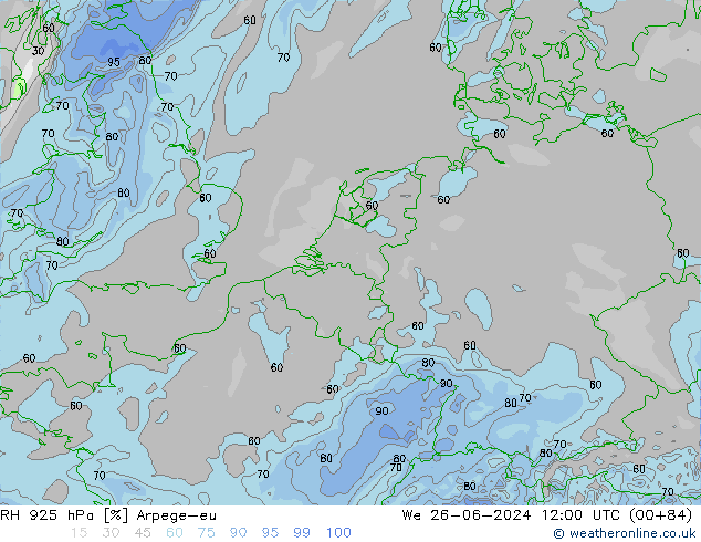 RH 925 hPa Arpege-eu We 26.06.2024 12 UTC