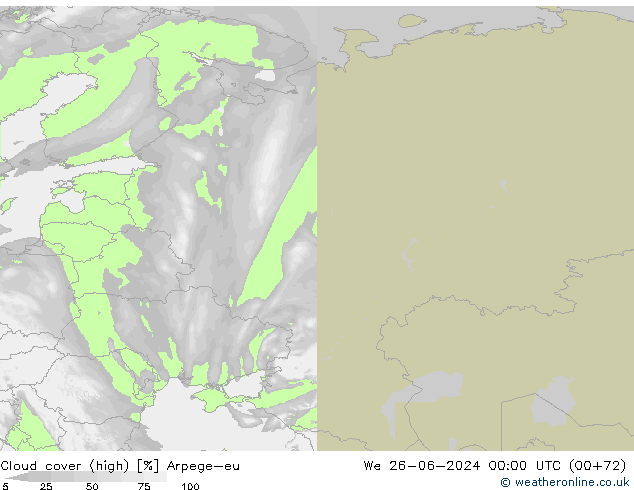 Bulutlar (yüksek) Arpege-eu Çar 26.06.2024 00 UTC