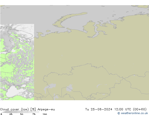 Bulutlar (düşük) Arpege-eu Sa 25.06.2024 12 UTC