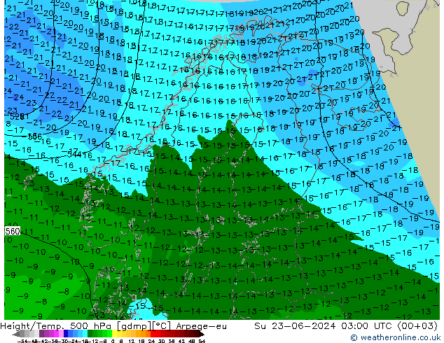 Height/Temp. 500 hPa Arpege-eu Su 23.06.2024 03 UTC