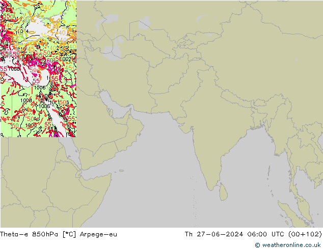 Theta-e 850hPa Arpege-eu Th 27.06.2024 06 UTC