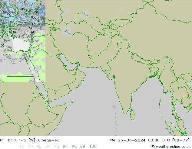 RH 850 hPa Arpege-eu  26.06.2024 00 UTC