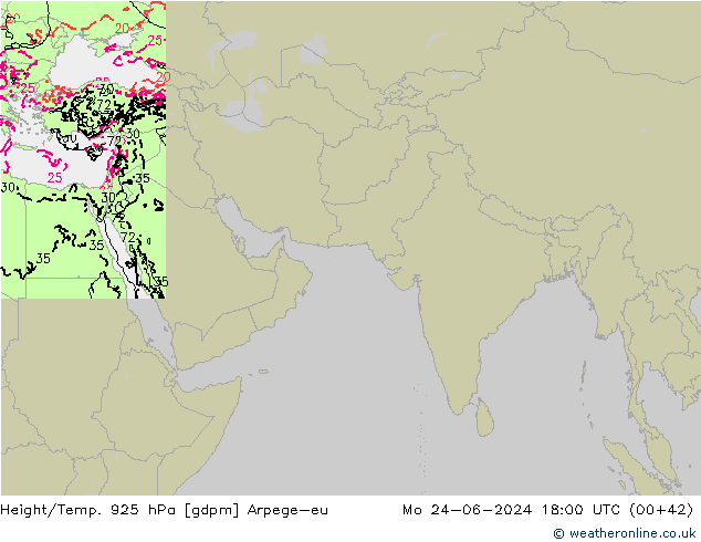 Height/Temp. 925 hPa Arpege-eu lun 24.06.2024 18 UTC