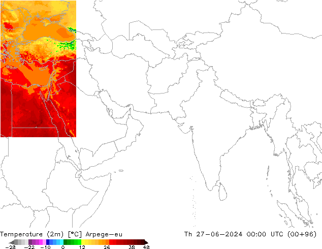 Temperature (2m) Arpege-eu Th 27.06.2024 00 UTC