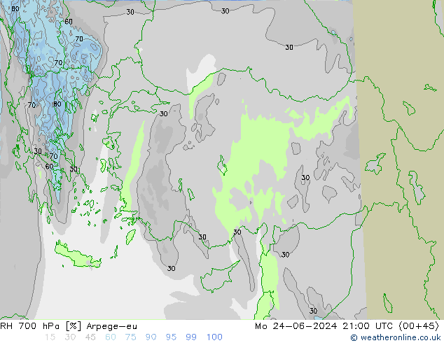 RH 700 hPa Arpege-eu  24.06.2024 21 UTC