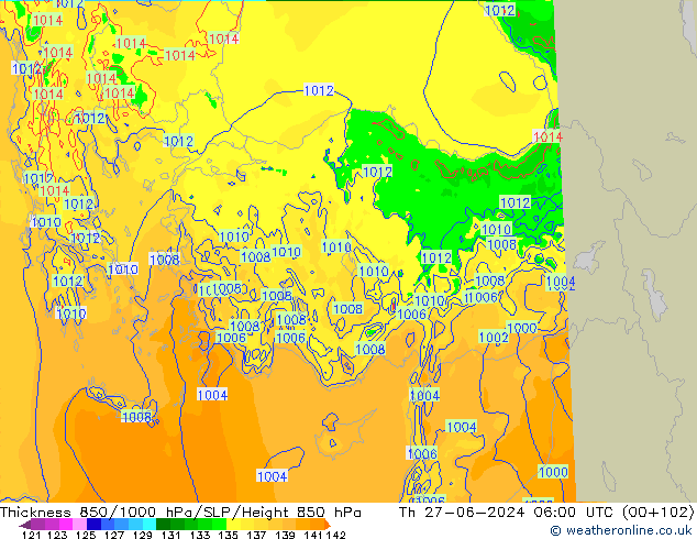 Thck 850-1000 hPa Arpege-eu Th 27.06.2024 06 UTC