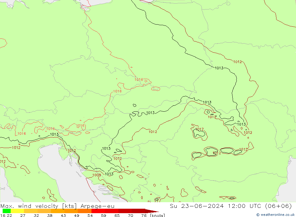 Windböen Arpege-eu So 23.06.2024 12 UTC