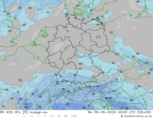 RH 925 hPa Arpege-eu We 26.06.2024 03 UTC