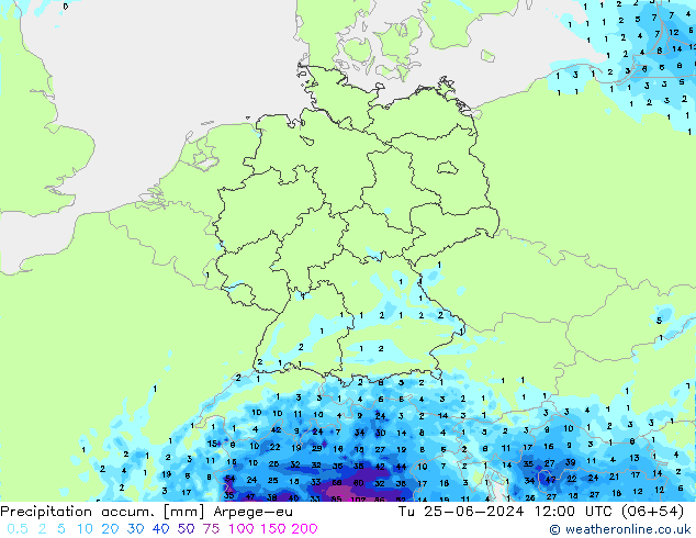 Precipitación acum. Arpege-eu mar 25.06.2024 12 UTC