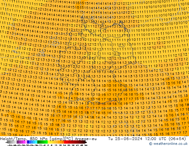Geop./Temp. 850 hPa Arpege-eu mar 25.06.2024 12 UTC